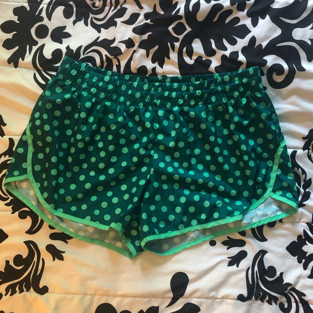 Danskin Now Green Polka Dot Athletic Shorts